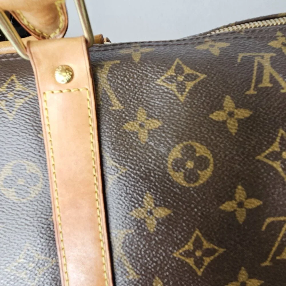 Louis Vuitton Monogram Duffle Bag Keepall 50 Bandoliere Crossbody Tote Bag Purse